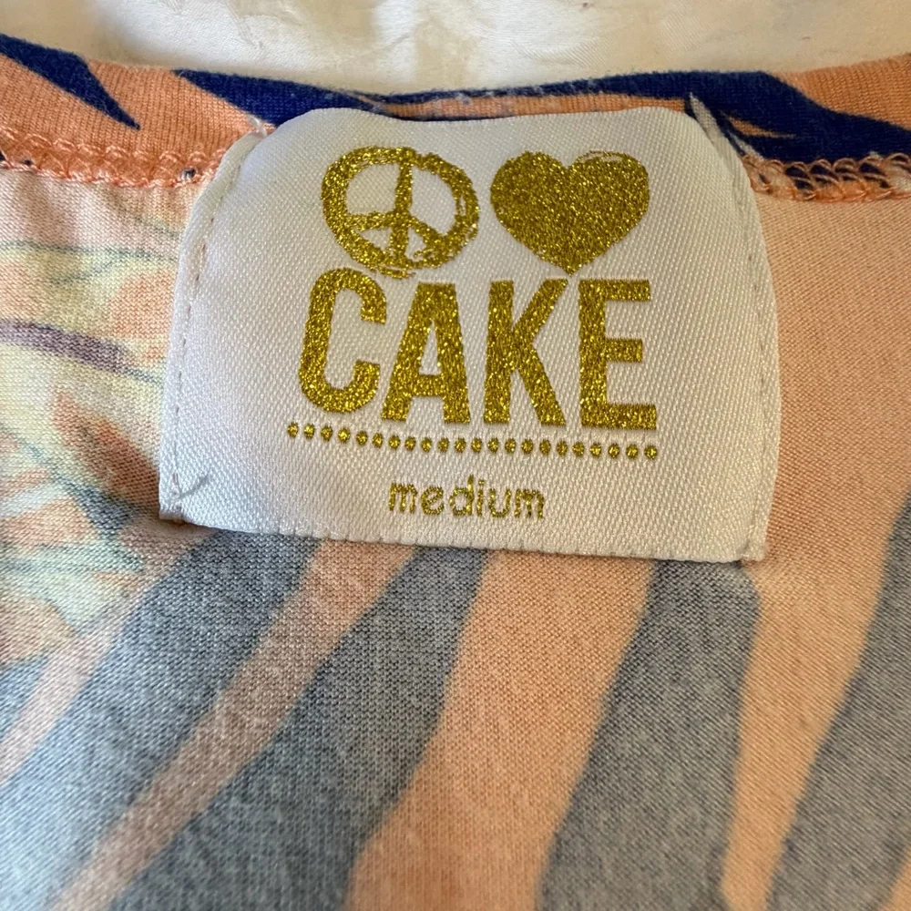 Cake Tropical Blouse Womens M Palm Leaf Floral V Neck Colorful Top - Picture 2 of 5